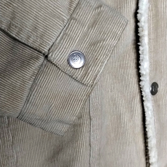 Chaps Corduroy Sherpa-Lined Trucker Jacket L Tan - Picture 3 of 8
